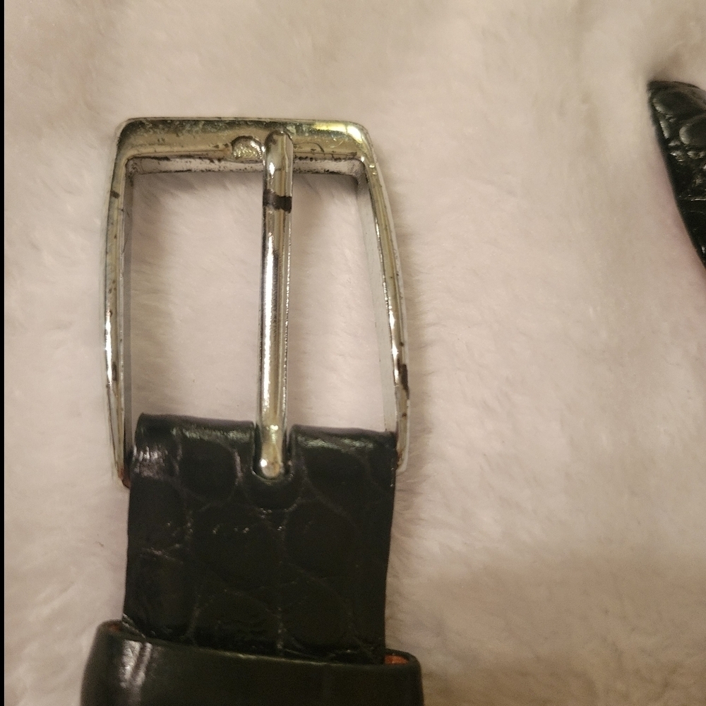 JEFFERSON 2 BUCKLE AMERICAN ALLIGATOR BELT - BLACK Mens - Picture 6 of 10